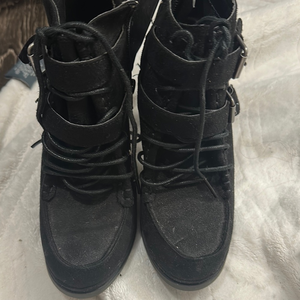 Women's Black Lace-Up Boots